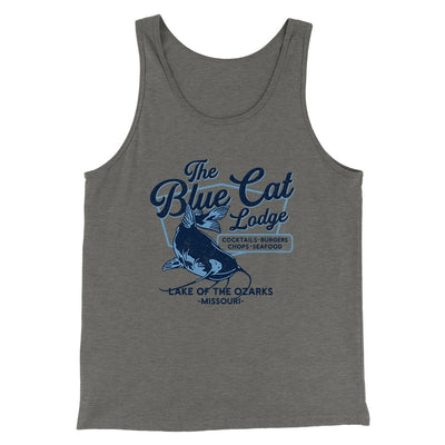 Blue Cat Lodge Men/Unisex Tank Top Grey TriBlend | Funny Shirt from Famous In Real Life