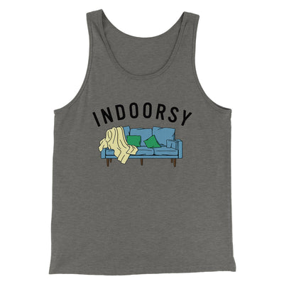 Indoorsy Men/Unisex Tank Top Grey TriBlend | Funny Shirt from Famous In Real Life