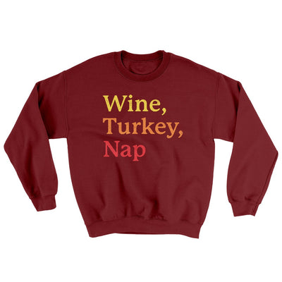 Wine, Turkey, Nap Ugly Sweater Garnet | Funny Shirt from Famous In Real Life