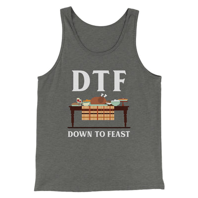 DTF: Down To Feast Funny Thanksgiving Men/Unisex Tank Top Athletic Heather | Funny Shirt from Famous In Real Life