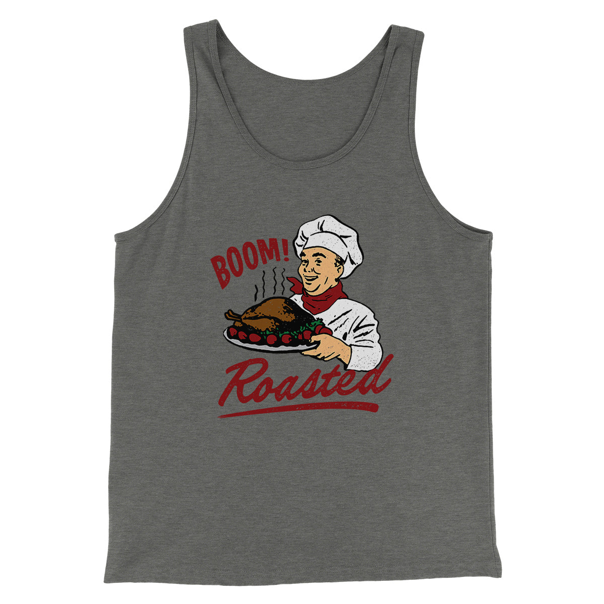 Boom Roasted Funny Thanksgiving Men/Unisex Tank Top Athletic Heather | Funny Shirt from Famous In Real Life