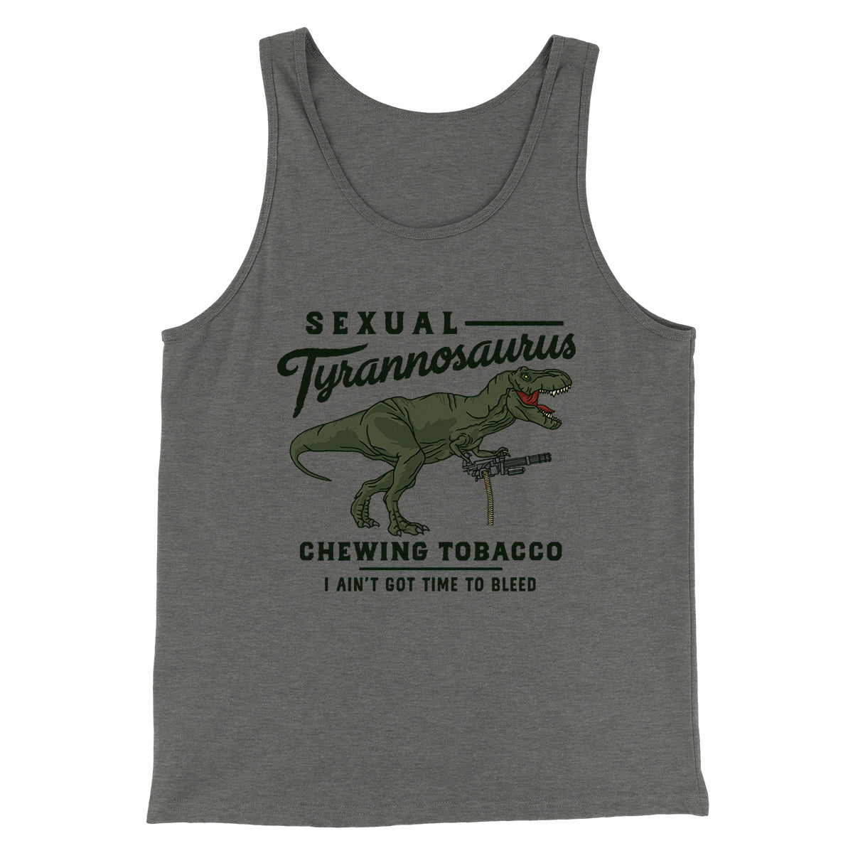 Sexual Tyrannosaurus Chewing Tobacco Funny Movie Men/Unisex Tank Top | Funny Shirt from Famous In Real Life