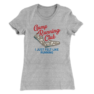 Gump Running Club Women's T-Shirt Heather Grey | Funny Shirt from Famous In Real Life