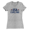 USA Curling Women's T-Shirt Heather Gray | Funny Shirt from Famous In Real Life