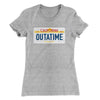 Outatime License Plate Women's T-Shirt Heather Gray | Funny Shirt from Famous In Real Life