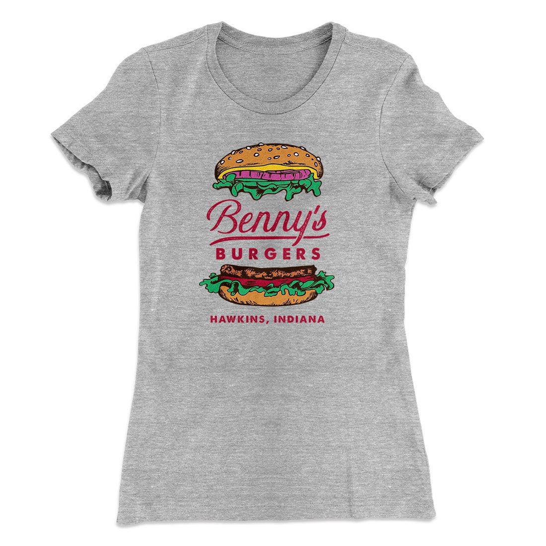 Benny's Burgers Women's T-Shirt Heather Gray | Funny Shirt from Famous In Real Life