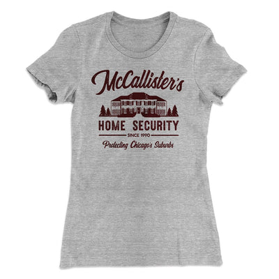McCallister's Home Security Women's T-Shirt Heather Gray | Funny Shirt from Famous In Real Life