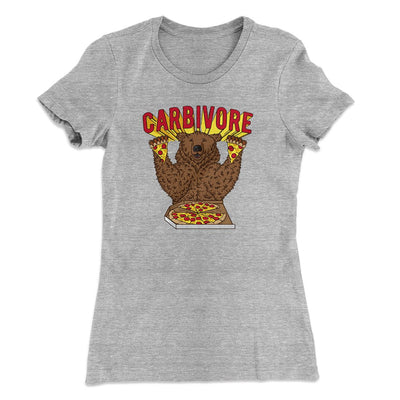 Carbivore Funny Women's T-Shirt Heather Grey | Funny Shirt from Famous In Real Life