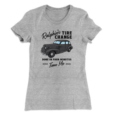 Ralphie's Tire Change Women's T-Shirt Heather Grey | Funny Shirt from Famous In Real Life