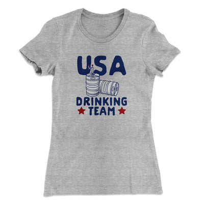 USA Drinking Team Women's T-Shirt Heather Gray | Funny Shirt from Famous In Real Life