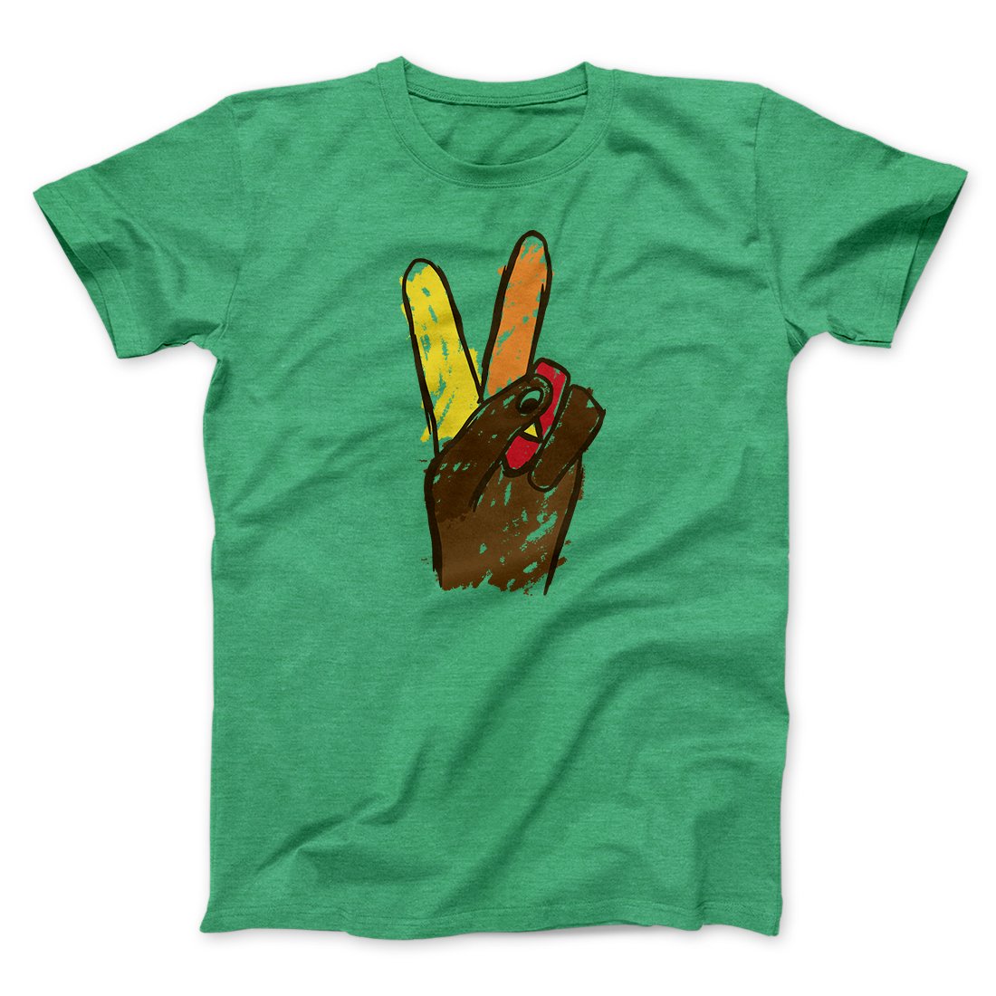 Peace Sign Hand Turkey Funny Thanksgiving Men/Unisex T-Shirt Heather Kelly | Funny Shirt from Famous In Real Life