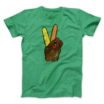 Peace Sign Hand Turkey Funny Thanksgiving Men/Unisex T-Shirt Heather Kelly | Funny Shirt from Famous In Real Life