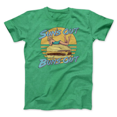 Sun's Out Buns Out Funny Men/Unisex T-Shirt Heather Kelly | Funny Shirt from Famous In Real Life