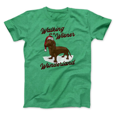 Walking In A Wiener Wonderland Men/Unisex T-Shirt Heather Kelly | Funny Shirt from Famous In Real Life