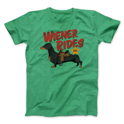Wiener Rides Funny Men/Unisex T-Shirt Heather Kelly | Funny Shirt from Famous In Real Life