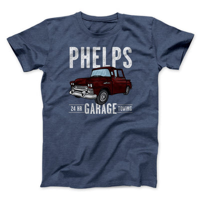 Phelps Garage Funny Movie Men/Unisex T-Shirt Heather Navy | Funny Shirt from Famous In Real Life