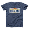 Outatime License Plate Funny Movie Men/Unisex T-Shirt Heather Navy | Funny Shirt from Famous In Real Life