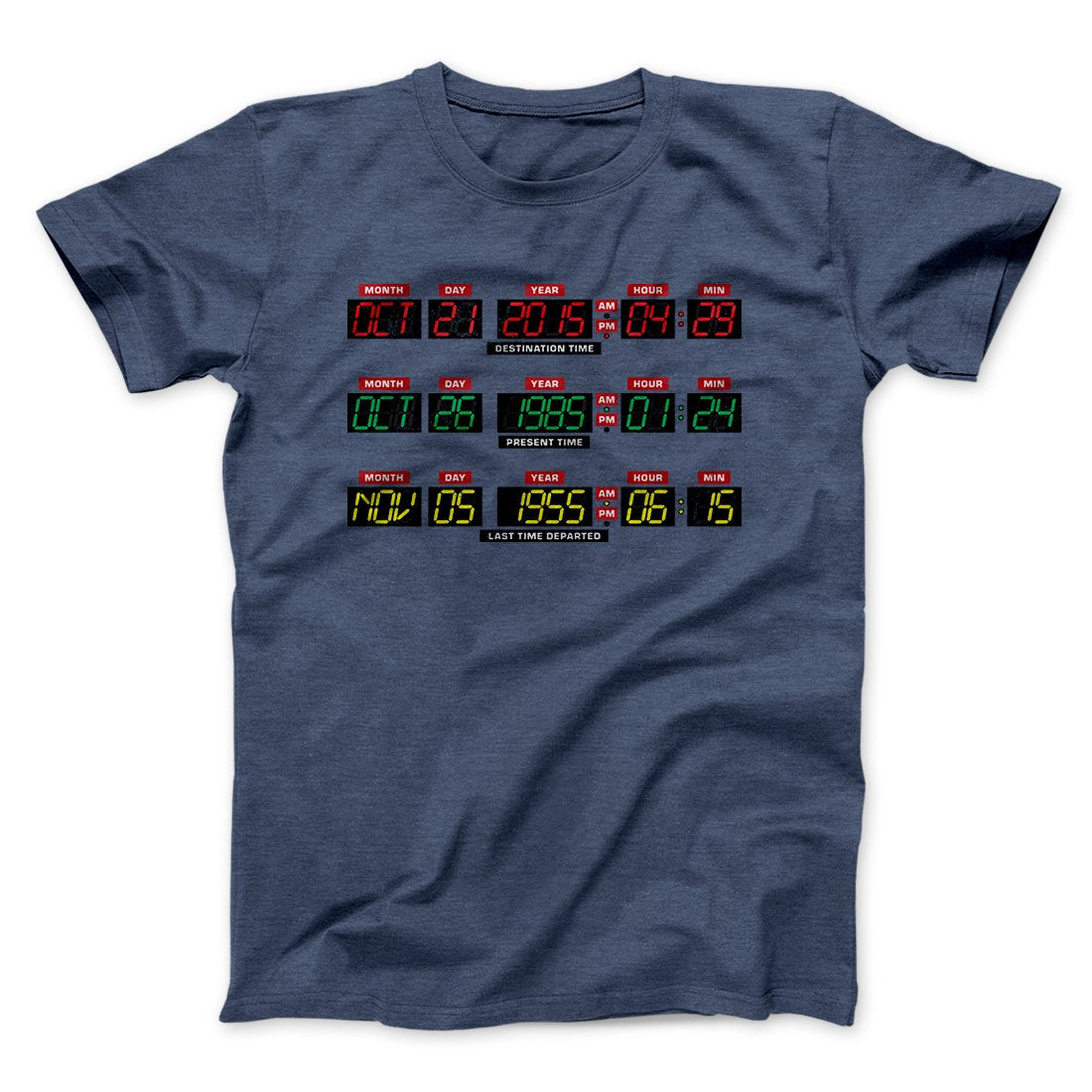 Time Machine Dashboard Funny Movie Men/Unisex T-Shirt Heather Navy | Funny Shirt from Famous In Real Life