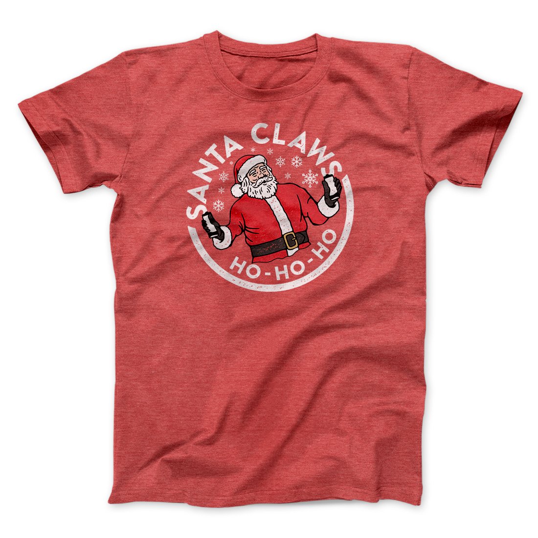 Santa Claws Men/Unisex T-Shirt Heather Red | Funny Shirt from Famous In Real Life