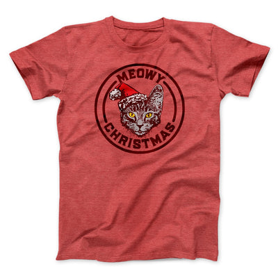 Meowy Christmas Men/Unisex T-Shirt Heather Red | Funny Shirt from Famous In Real Life