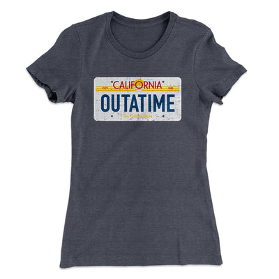 Outatime License Plate Women's T-Shirt Heavy Metal | Funny Shirt from Famous In Real Life