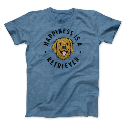 Happiness Is A Retriever Men/Unisex T-Shirt Heather Slate | Funny Shirt from Famous In Real Life