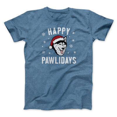 Happy Pawlidays Men/Unisex T-Shirt Heather Slate | Funny Shirt from Famous In Real Life