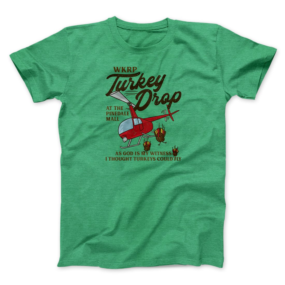 WKRP Turkey Drop Funny Thanksgiving Men/Unisex T-Shirt | Funny Shirt from Famous In Real Life