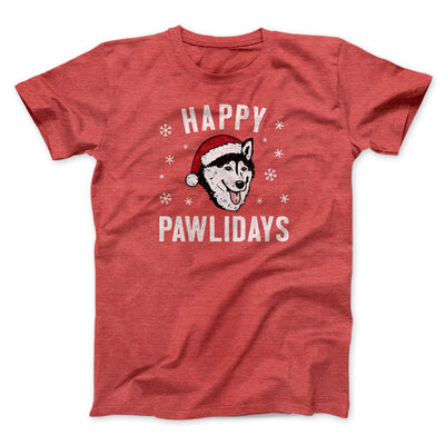 Happy Pawlidays Men/Unisex T-Shirt Heather Red | Funny Shirt from Famous In Real Life