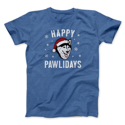 Happy Pawlidays Men/Unisex T-Shirt Heather True Royal | Funny Shirt from Famous In Real Life