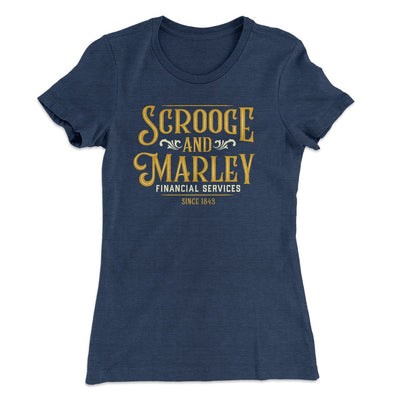 Scrooge & Marley Financial Services Women's T-Shirt Indigo | Funny Shirt from Famous In Real Life