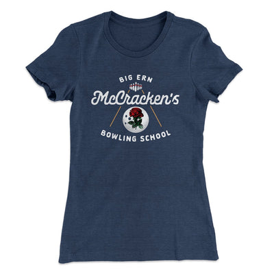Big Ern McCracken's Bowling School Women's T-Shirt Indigo | Funny Shirt from Famous In Real Life