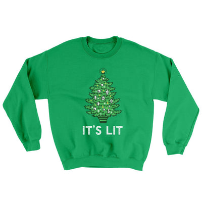 It's Lit Men/Unisex Ugly Sweater Irish Green | Funny Shirt from Famous In Real Life
