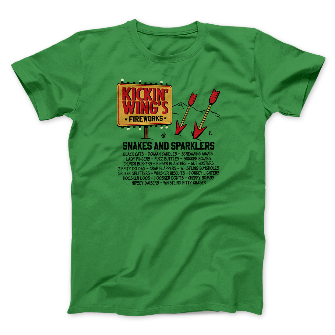 Kickin' Wing's Fireworks Funny Movie Men/Unisex T-Shirt Kelly | Funny Shirt from Famous In Real Life