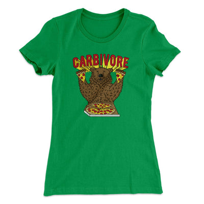 Carbivore Funny Women's T-Shirt Kelly Green | Funny Shirt from Famous In Real Life
