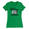Television Marathon Champion Funny Women's T-Shirt Kelly Green | Funny Shirt from Famous In Real Life