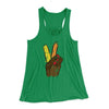 Peace Sign Hand Turkey Funny Thanksgiving Women's Flowey Tank Top Kelly | Funny Shirt from Famous In Real Life