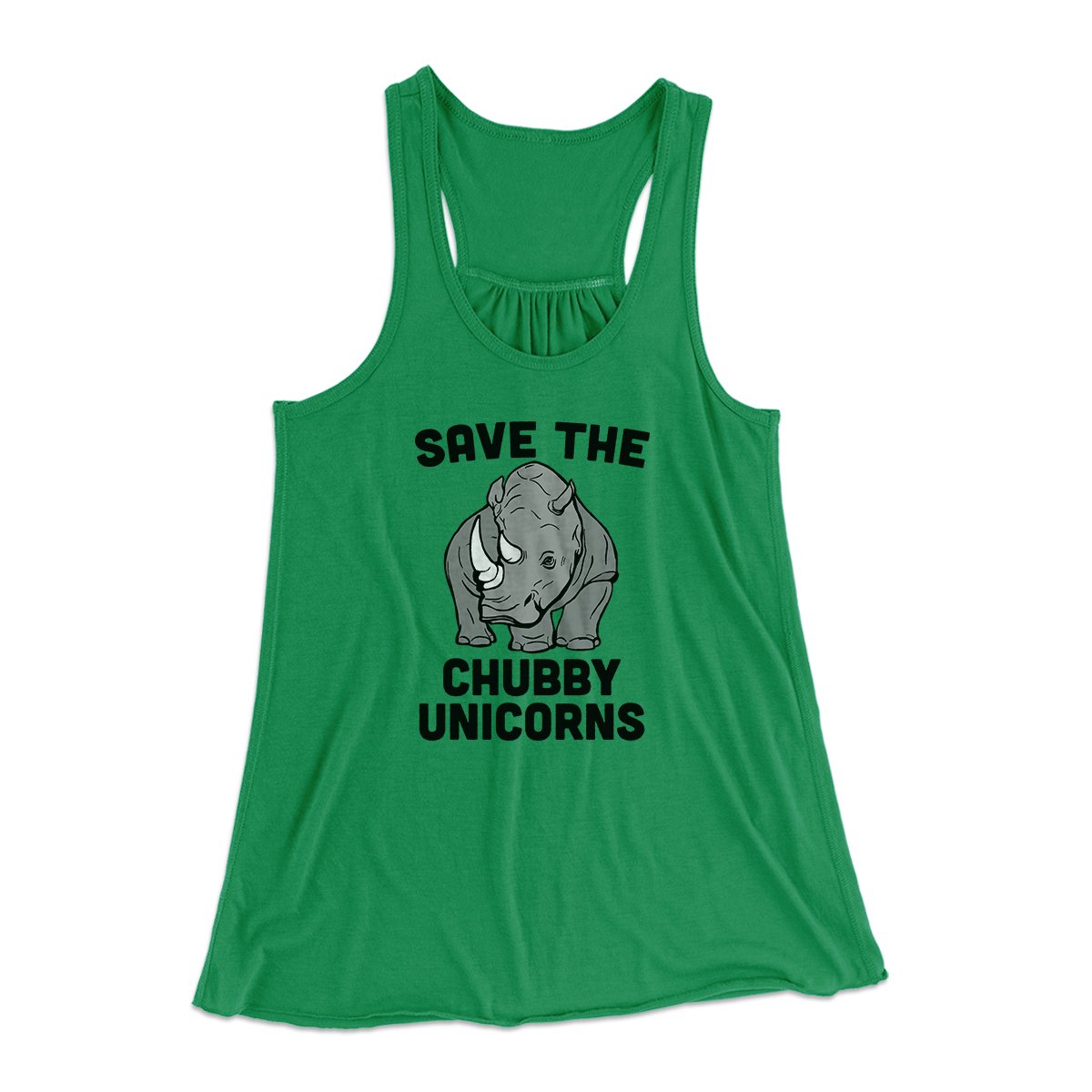 Save The Chubby Unicorns Funny Women's Flowey Tank Top Kelly | Funny Shirt from Famous In Real Life
