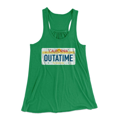 Outatime License Plate Women's Flowey Tank Top Kelly | Funny Shirt from Famous In Real Life