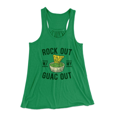 Rock Out With My Guac Out Women's Flowey Tank Top Kelly | Funny Shirt from Famous In Real Life