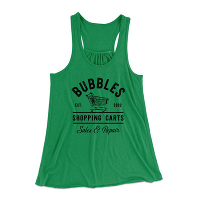 Bubbles Shopping Carts Women's Flowey Tank Top Kelly | Funny Shirt from Famous In Real Life