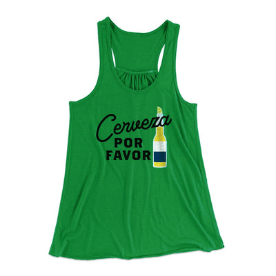 Cerveza, Por Favor Women's Flowey Tank Top Kelly Green | Funny Shirt from Famous In Real Life