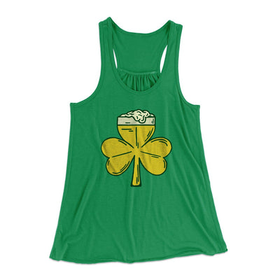 Beer Shamrock Women's Flowey Tank Top Kelly | Funny Shirt from Famous In Real Life