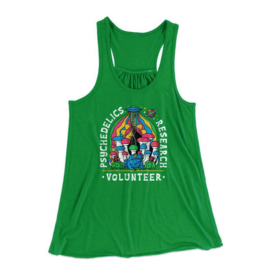Psychedelics Research Volunteer Women's Flowey Tank Top Kelly Green | Funny Shirt from Famous In Real Life