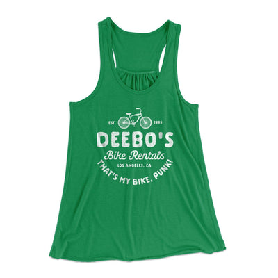 Deebo's Bike Rentals Women's Flowey Tank Top Kelly | Funny Shirt from Famous In Real Life