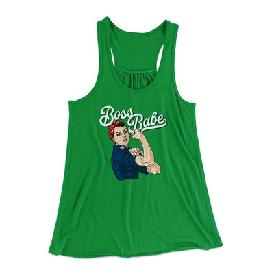 Boss Babe Women's Flowey Tank Top Kelly Green | Funny Shirt from Famous In Real Life