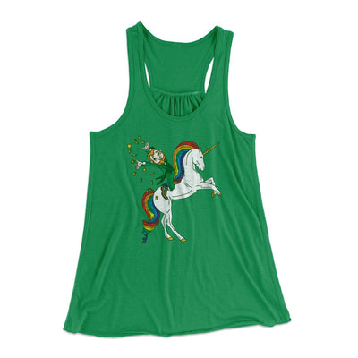 Leprechaun Unicorn Jockey Women's Flowey Tank Top Kelly | Funny Shirt from Famous In Real Life