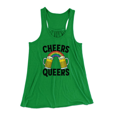 Cheers Queers Women's Flowey Tank Top Kelly Green | Funny Shirt from Famous In Real Life