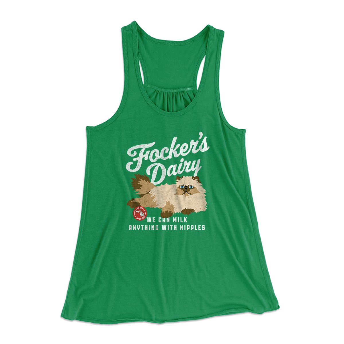 Focker's Dairy Women's Flowey Tank Top Kelly | Funny Shirt from Famous In Real Life