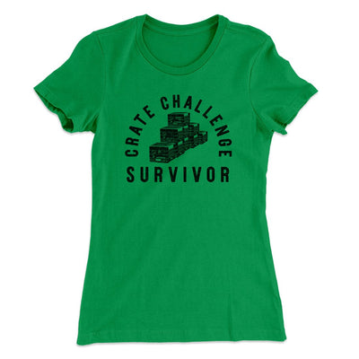 Crate Challenge Survivor 2021 Funny Women's T-Shirt Kelly Green | Funny Shirt from Famous In Real Life